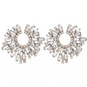 Anthropologie Silver Crystal Burst Earrings